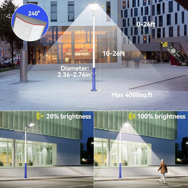 6000W Solar Street Light Outdoor With Motion Sensor & Remote - 550000LM 7000K Super Bright IP67 Waterproof Security Flood Light For Parking Lots, Driveways, Yards