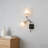 2 - Light Dimmable Modern Black/Brass Frosted Glass Shade Wall Sconce