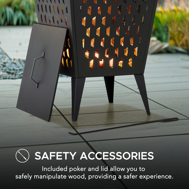 SUNJOY Steel Outdoor Garden Fire Pit with Fire Poker