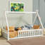 Lit simple en forme de tente, lit tipi avec garde-corps, lattes, blanc-1106594792