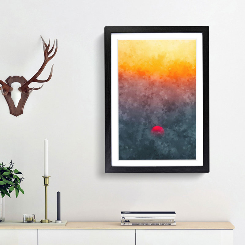 Sunset in Portugal - Framed Print, 63cm H x 45cm W x 2cm D, Black Framed