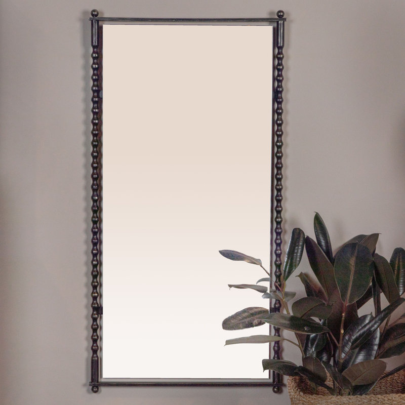Cast Metal Framed Tall Wall Mirror, Black