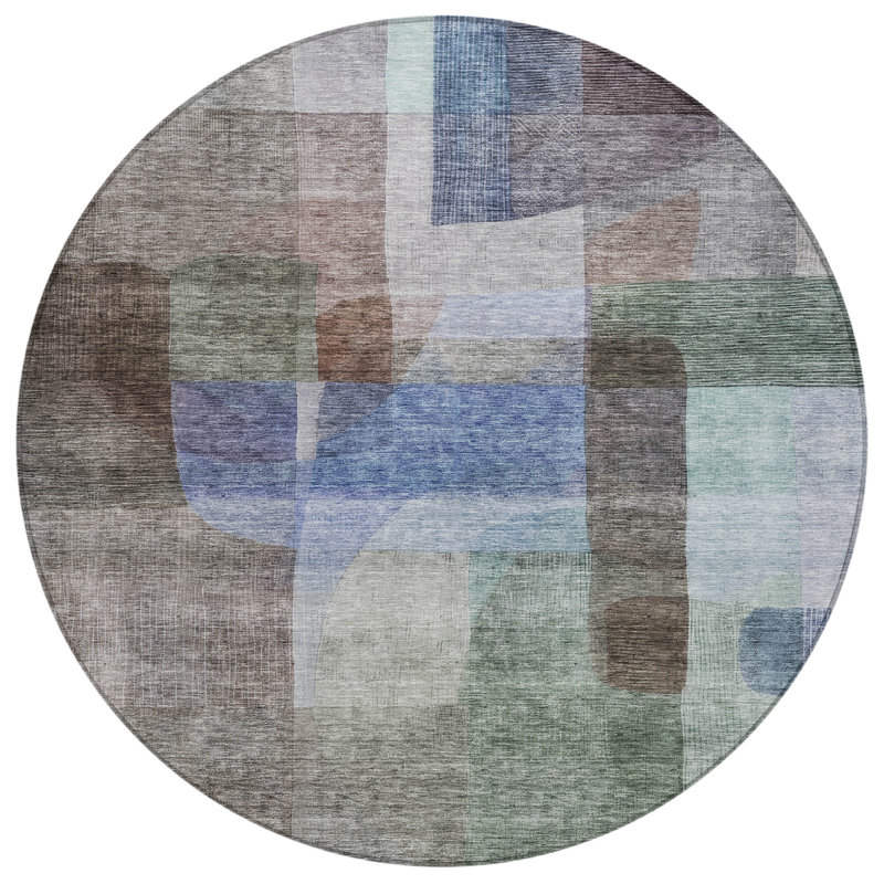 Kyra Brown Washable Indoor-Outdoor Rug - , 8' x 8'