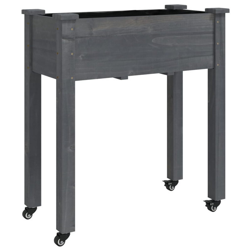 Tarri Wood Planter Box, 80cm H x 71cm W x 37cm D, Grey