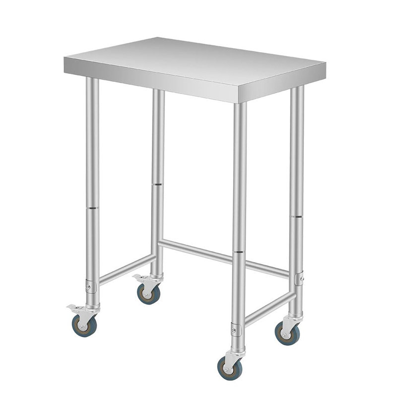Table de travail en acier inoxydable en 5 tailles (16 x 24, 18 x 24, 18 x 28, 18 x 32, 18 x 36), table de préparation commerciale pour cuisine avec pieds ou roues fixes
