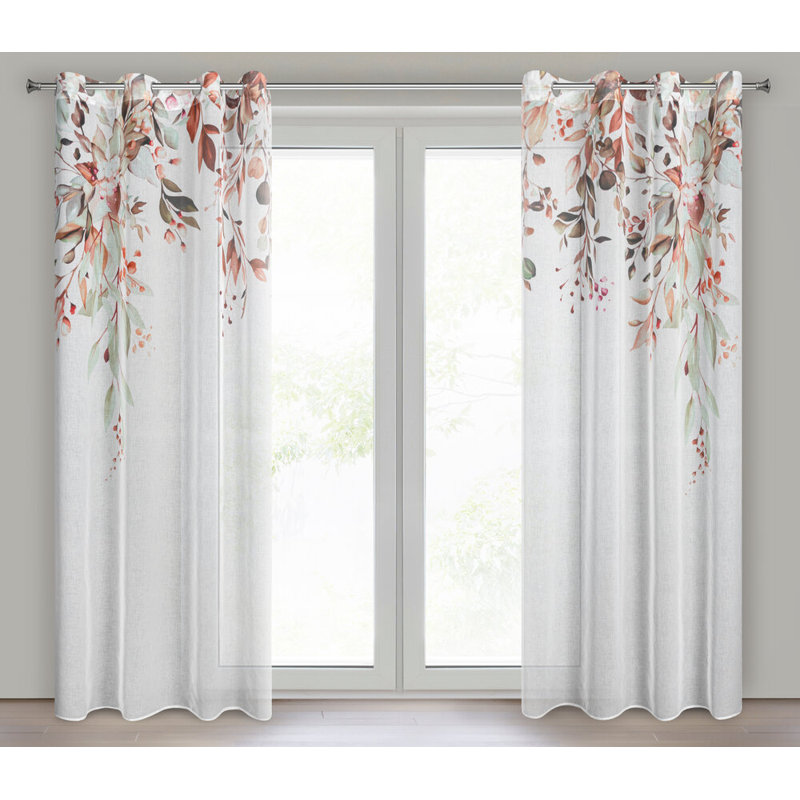 Meg Semi Sheer Curtain Pair, Pink