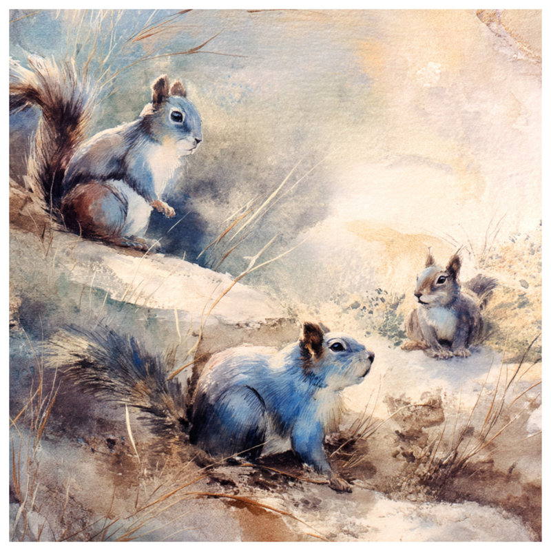 Tapis de bain Watercolor Squirrel Trio, L 24 po x L 17 po