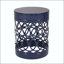 Ensemble de 2 tables de bout d'extérieur en métal avec motif de cercles superposés - bleu marine-129518276