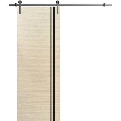 42'' Solid Manufactured Wood Paneled Wood Finish Barn Door
