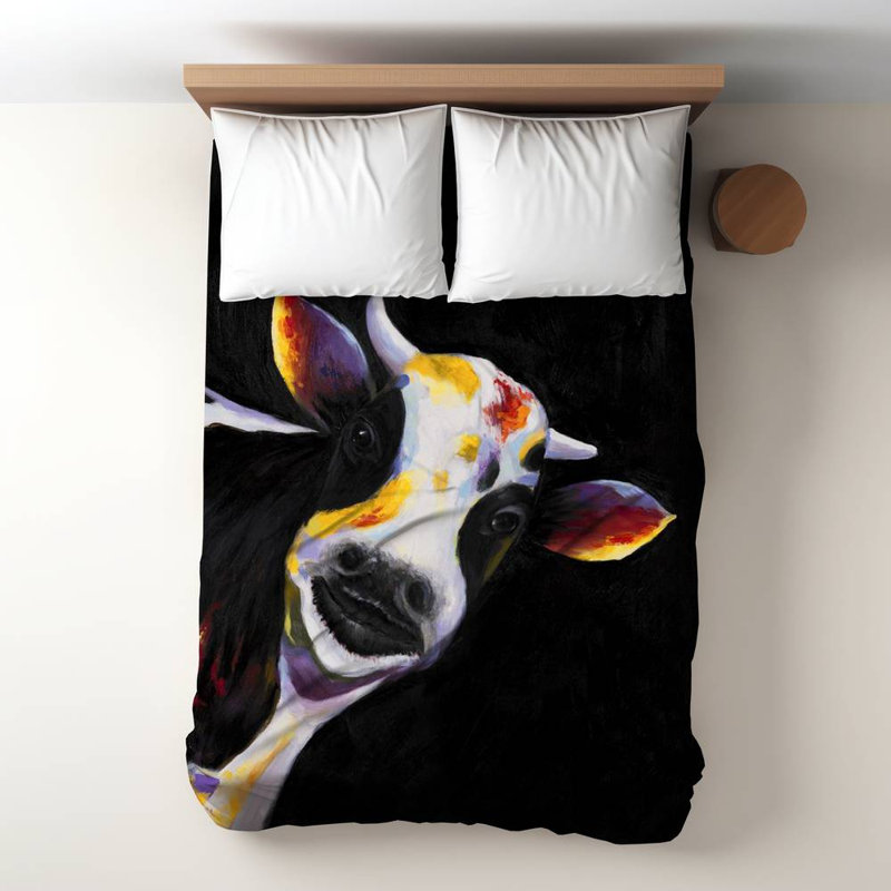 Polyester Sateen Duvet Cover, Twin Duvet, White One Funny Cow