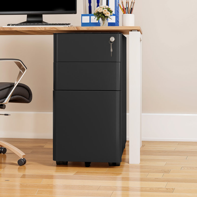 3 Drawer storage unit Filing Cabinet, Black