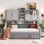 Lit de jour gris avec accoudoirs à DEL, tablettes de rangement et lit gigogne escamotable gris-116813092