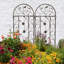 Treillis de jardin en métal 86,7 po x 19,7 po, antirouille pour plantes grimpantes d'extérieur, envers floral, brun, simple à installer, support à rouille, facile à installer, robuste