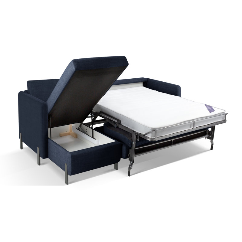 Bejna 3 Seater Sofa Bed, Blue, Left Hand Facing, 80cm H x 280cm W x 170cm D