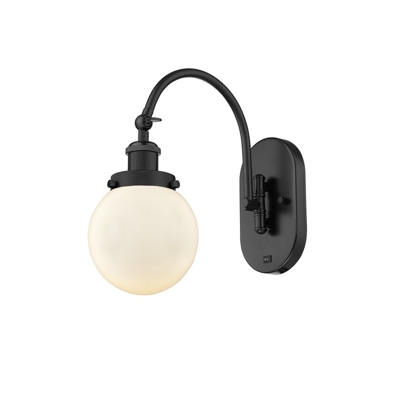 Shauna Swing Arm Sconce, Matte White, Incandescent, Matte Black