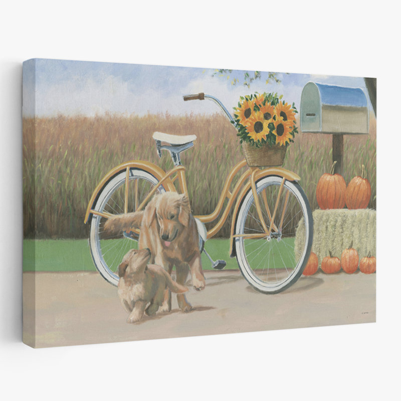 «Fall Bounty I», art d'automne, croiseur de plage, art à bicyclette, H 24 po x l 36 po