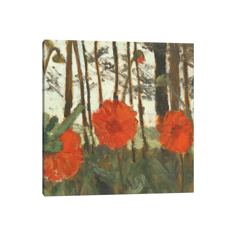 Poppies On The Edge Of A Wood by Paula Modersohn-Becker - Wrapped Canvas Painting