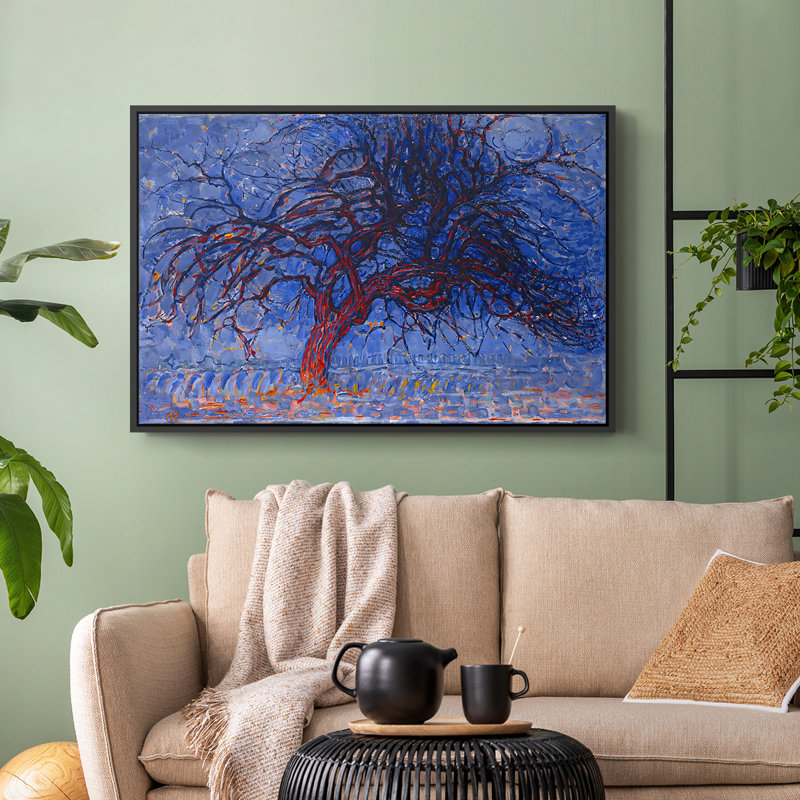 The Red Tree, 1909 - Piet Mondrian, toile tendue avec châssis, 24 po x 36 po, Noyer