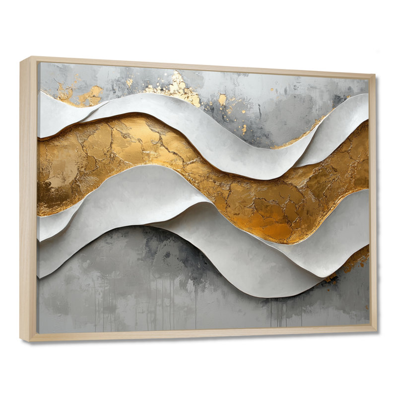 Almonte II - Abstract Large Wall Art, Cadre flottant, Crème, crème, H 24 po x l 32 po