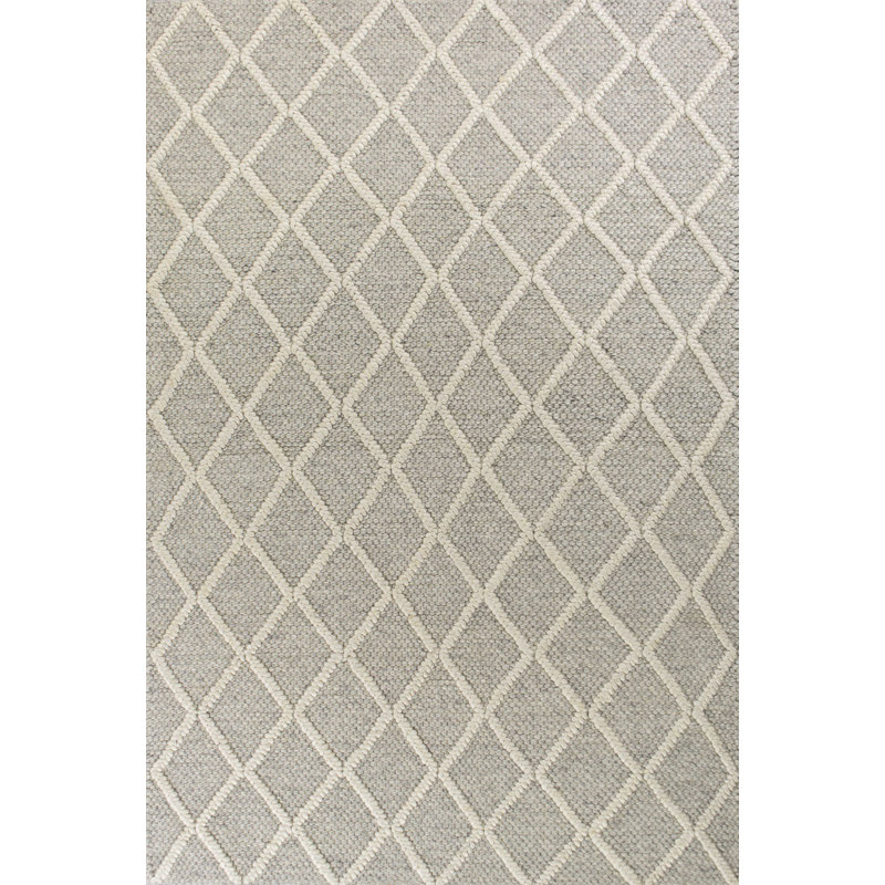 Dasantila Geometric Machine Made Power Loom Rectangle 5' x 7' Wool Area Rug in Gray