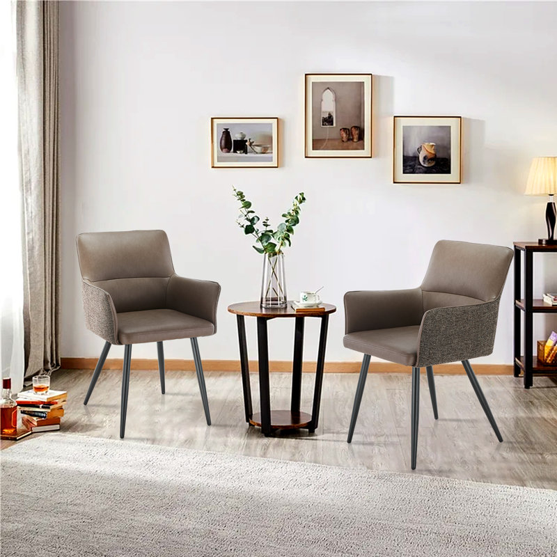 Kamryn 46cm H Linen Upholstered Metal Armchair, Dark Brown
