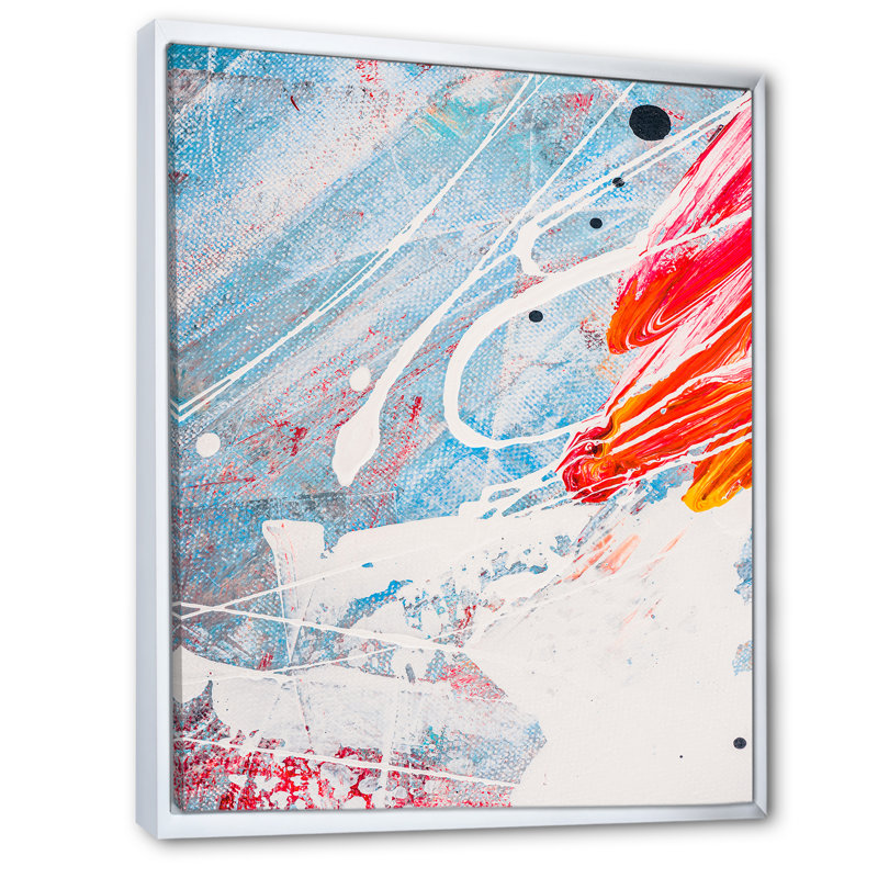 «Blue and Red Color Splatters», reproduction d'art sur toile encadrée, H 20 po x l 12 po x P 1 po, Cadre flottant blanc