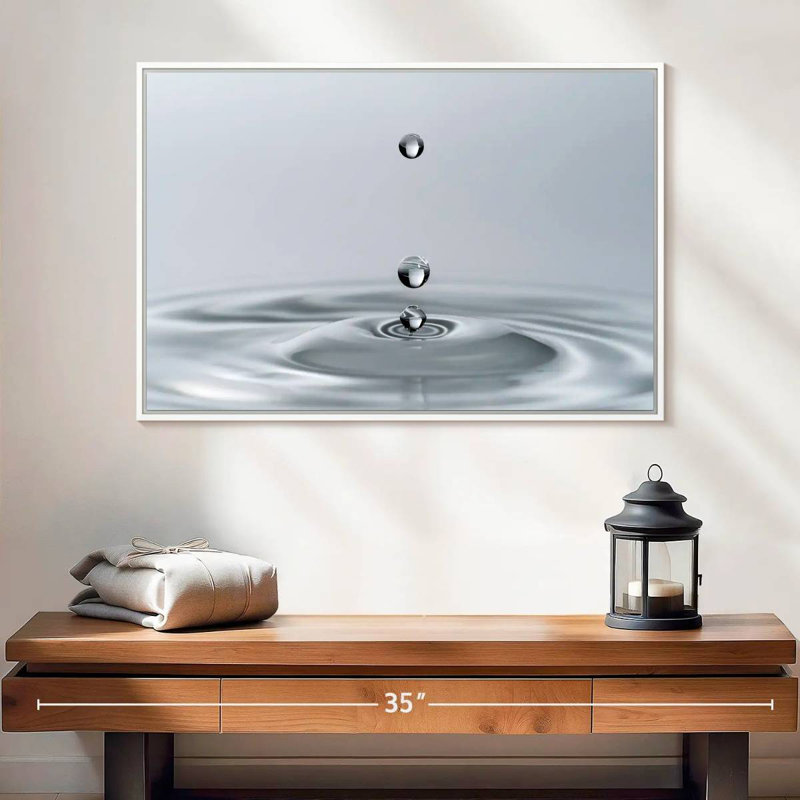 Drops Into The Water, 25" X 17", Floating Frame White