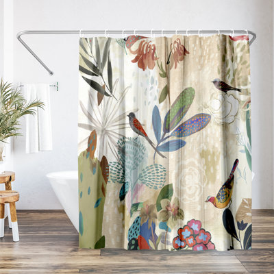 Shower Curtain with Passion Flower Design