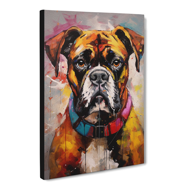 Boxer Dog Hard Edge No.2 - Wrapped Canvas, 50cm H x 35cm W x 3cm D