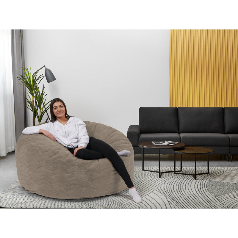 Grand fauteuil à billes classique, Microfibre / microsuède taupe foncé