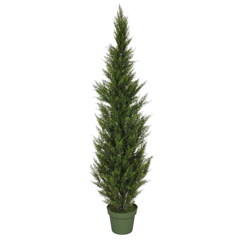 Faux Cedar Tree in Pot, 59" H x 14" W x 14" D