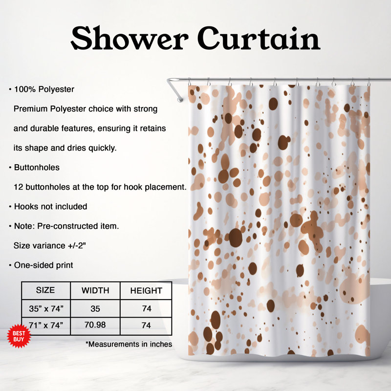 Brown Splashes - Premium Shower Curtain, 74"H x 71"W