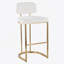Tabouret de bar à hauteur fixe en métal doré et tissu crème - Ensemble de 2