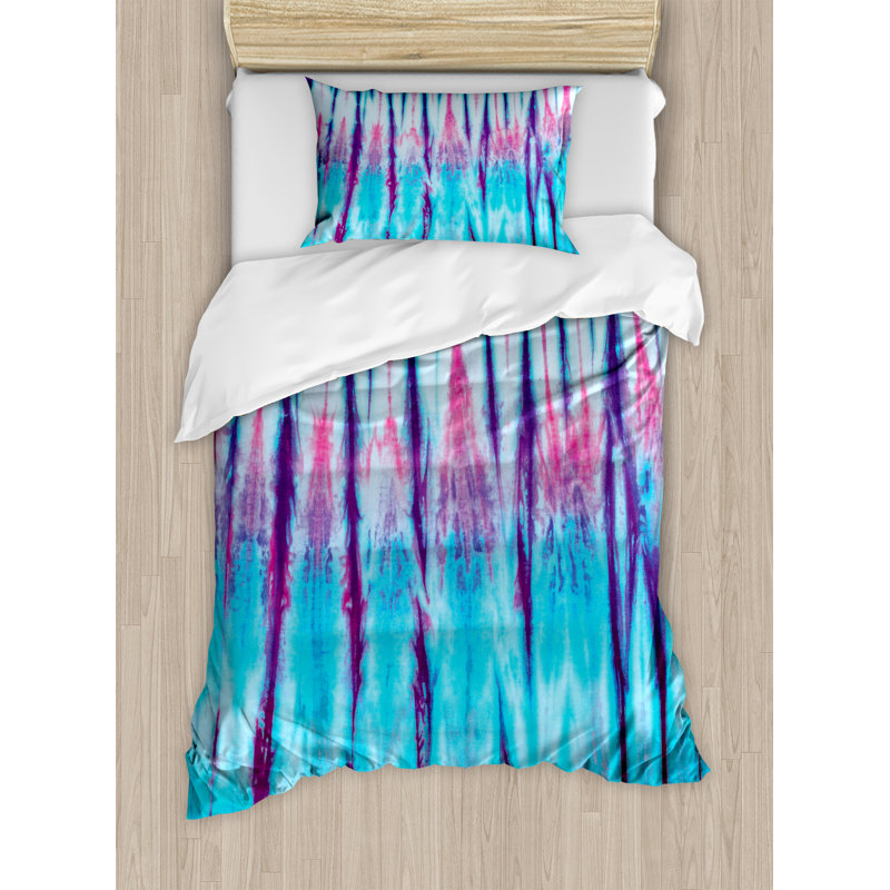 Tie Dye Modern & Contemporary Abstract Duvet Cover, Twin Duvet Cover + 1 Pillow Sham, Ship in Waves and Kraken
