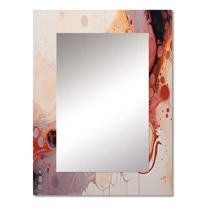 «Rose», encre liquide abstraite galaxie I - miroir décoratif à encre liquide, miroir mural rose, impression sur métal
