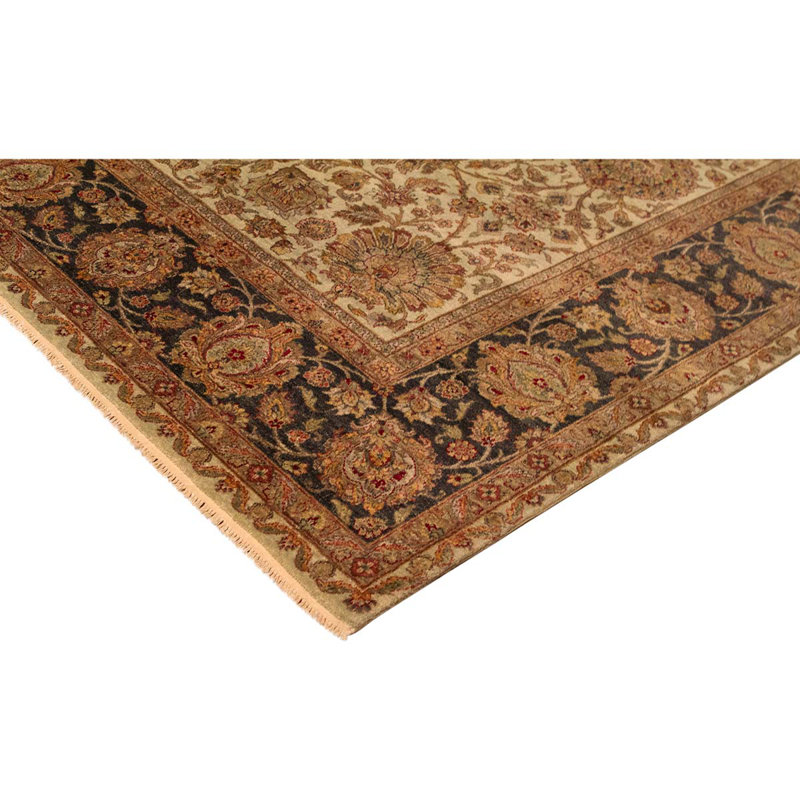 Tapis brun / noir / ivoire noué à la main
