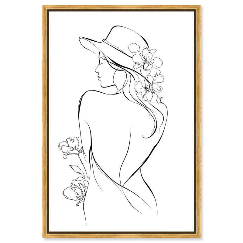 «Blossoming Floral Contour II», art mural minimaliste par Art Remedy, cadre noir, 16 x 24, H 25 po x l 17 po, Structure noire