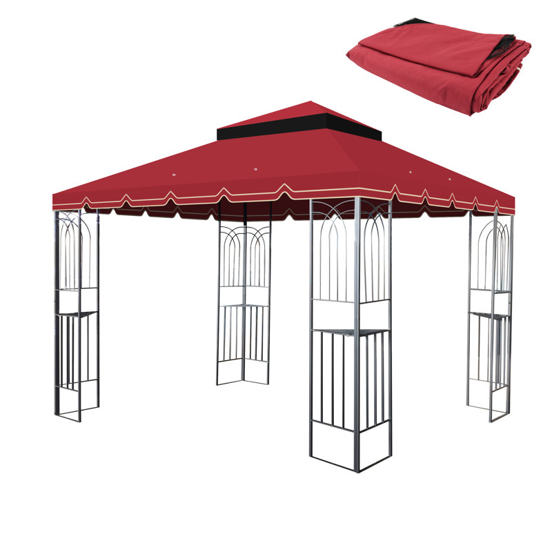 Toile de remplacement rouge pour gazebo 3 x 3 m. Matériau hydrofuge. Toile double avec trous de drainage et moustiquaire. Protection et imperméabilité. Filet de drainage inclus.