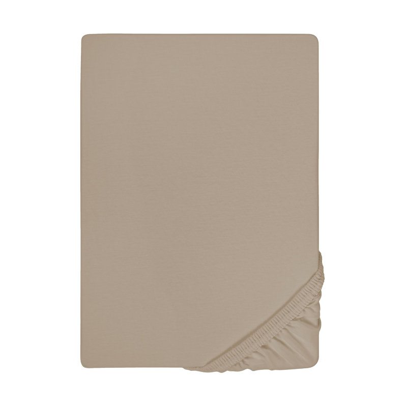 100% Cotton Jersey Knit Fitted Sheet, Bahama Beige, 90-100 x 190-220 cm