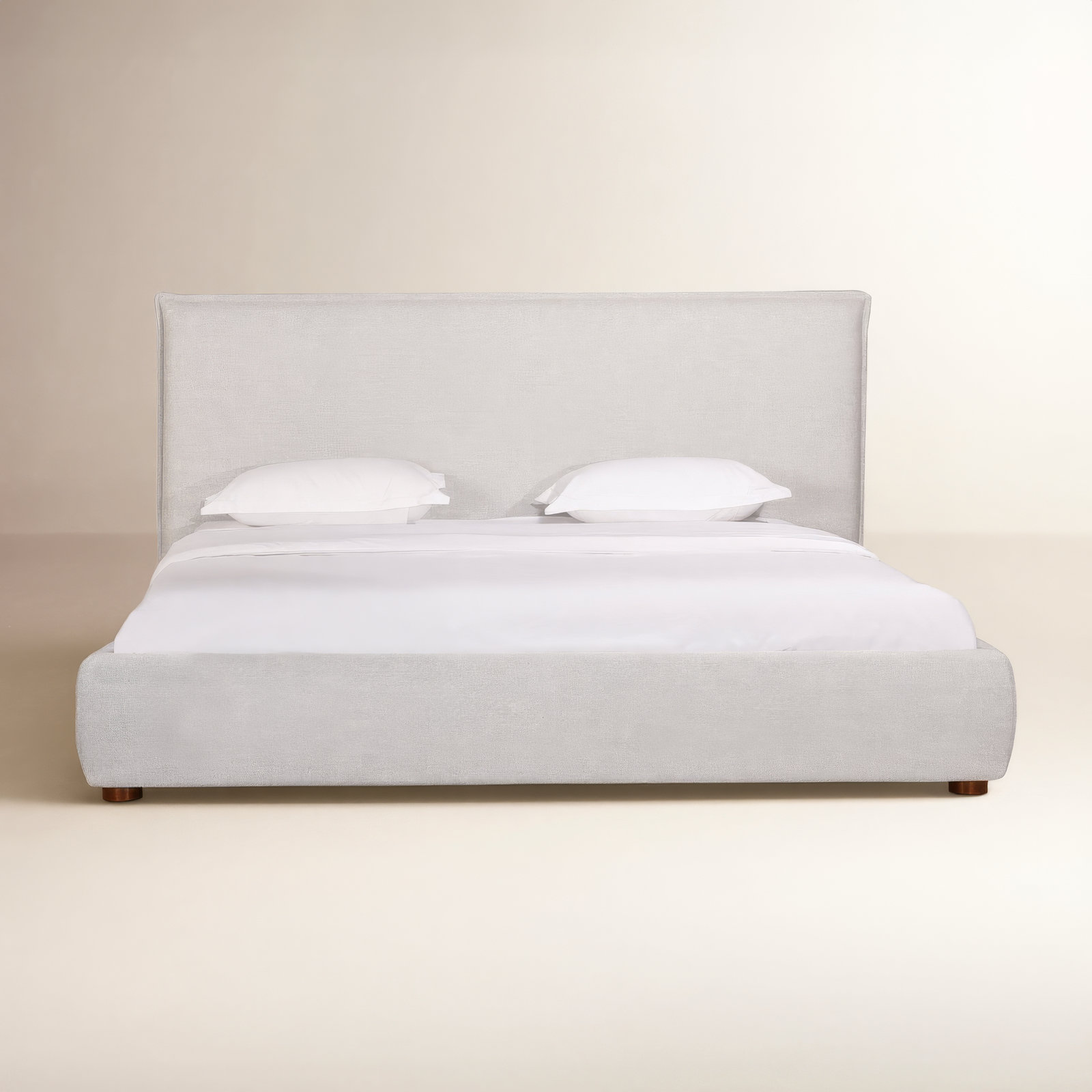 Timothy Upholstered Low Profile Platform Bed, Queen, Light Gray Basketweave, 45.5