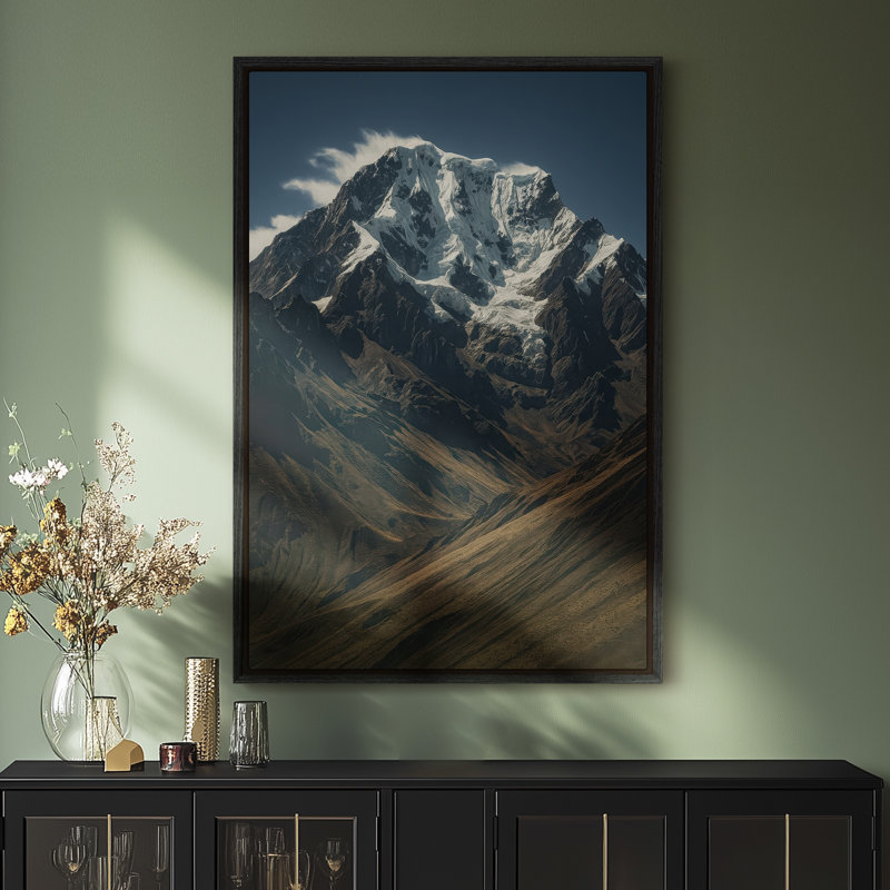 Art mural sur toile encadrée - Snow Mountain, impressions murales pour chambre à coucher - 16 po x 24 po, Noir