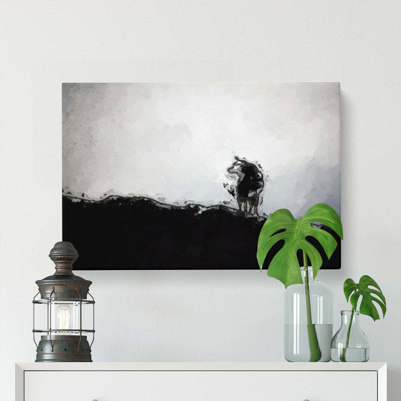 Silhouette Of A Wolf In Abstract - Wrapped Canvas, 40cm H x 60cm W x 3cm D