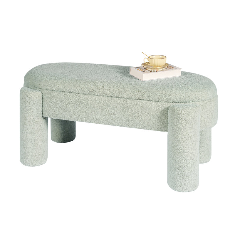 Banc de rangement avec repose-pieds Adripa, Tissu vert