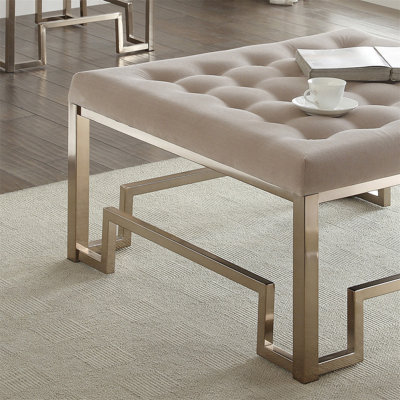 Beige And Champagne Cocktail Tufted Ottoman