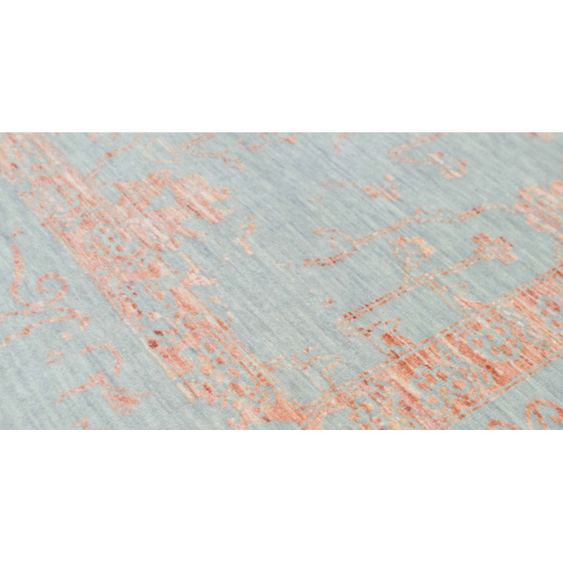 Tapis argenté et orange noué à la main de haute qualité