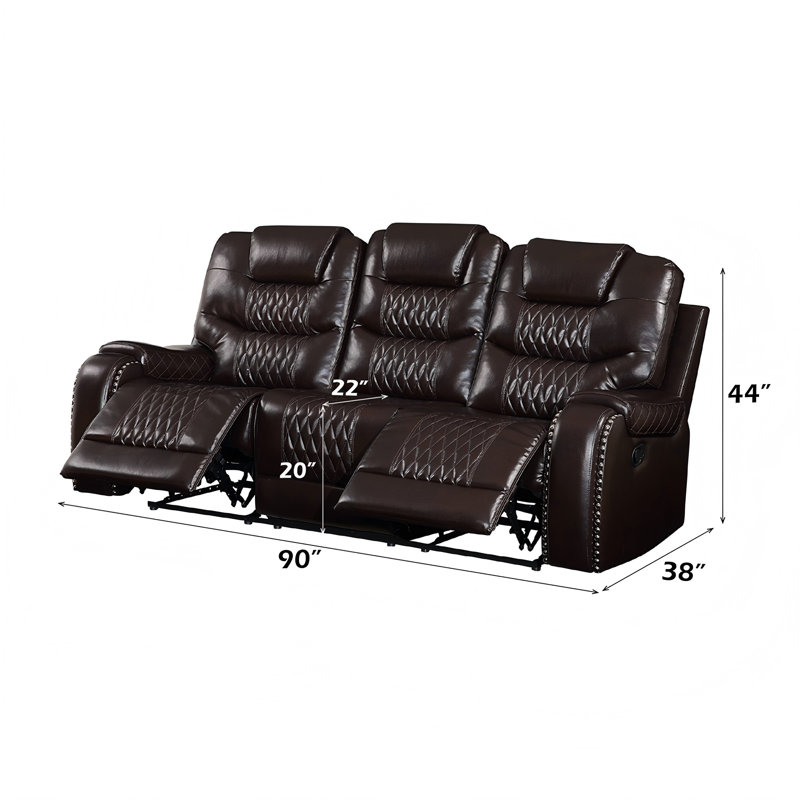 Brown 3‑Seat Motion Sofa