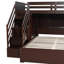 Lit superposé simple au-dessus d'un lit double avec escalier de rangement, garde-robe, USB et Ligh, espresso-631858781