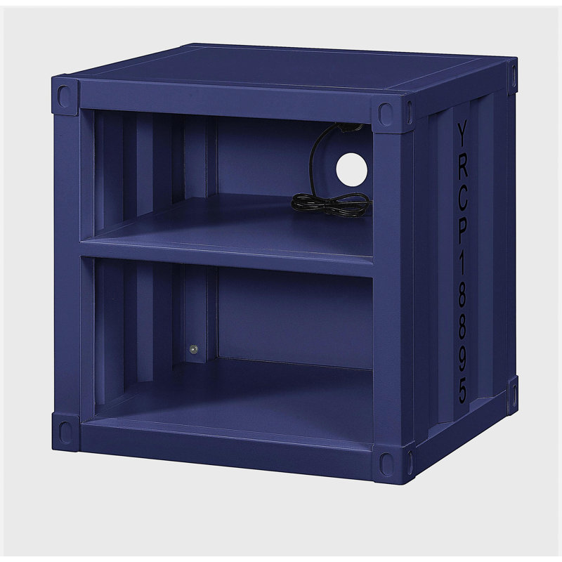Cargo Blue Surface Bedside Table with USB