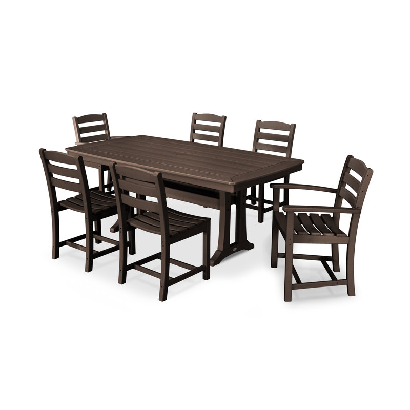 La Casa Café 7-Piece Dining Set with Trestle Legs, Mahogany