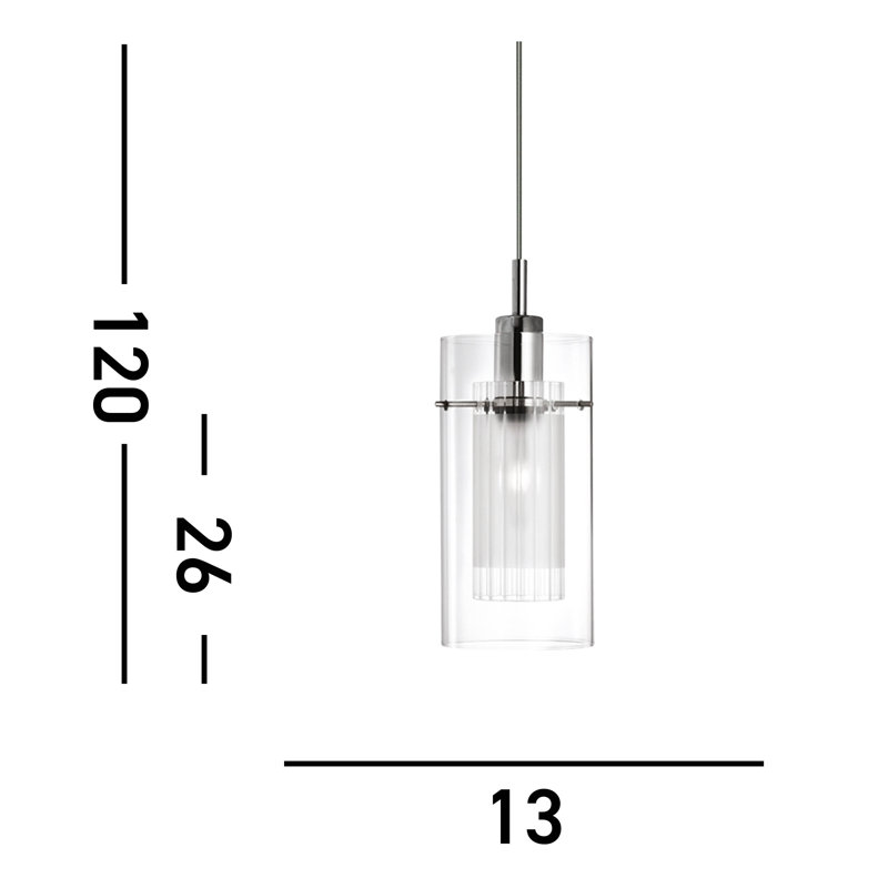 Basil 1 - Light Cylinder Pendant, Satin Silver